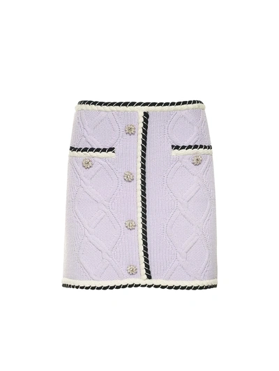Shop Self-portrait Cotton Blend Skirt With Jewel Buttons