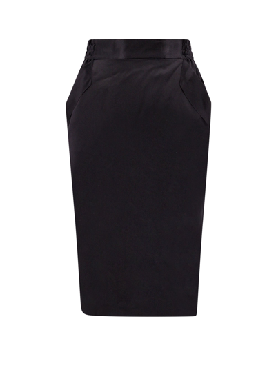 Shop Saint Laurent Silk Skirt With Back Slit