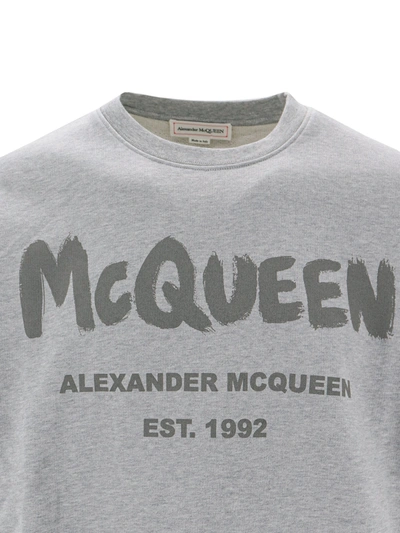 Shop Alexander Mcqueen Cotton Sweatshirt With Mcqueen Graffiti Logo