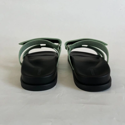Pre-owned Hermes Hermès Chypre Vert Jade Epsom Leather Sandals, 37