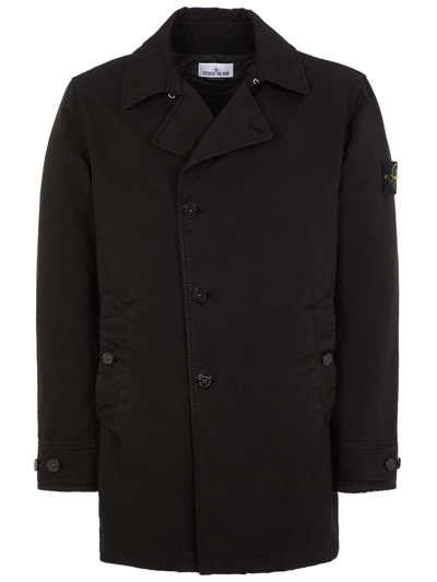 Shop Stone Island Single-breasted Compass Coat In Black