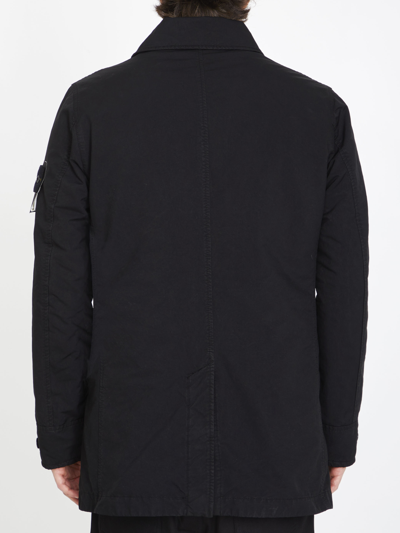 Shop Stone Island Single-breasted Compass Coat In Black