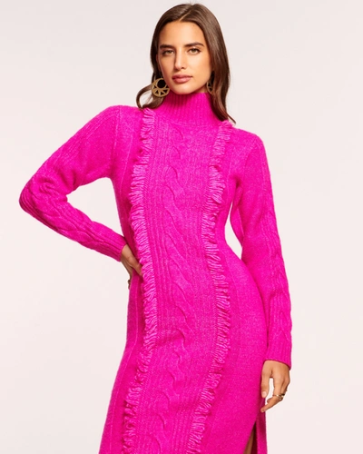 Shop Ramy Brook Charlee Sweater Midi Dress In Electric Pink