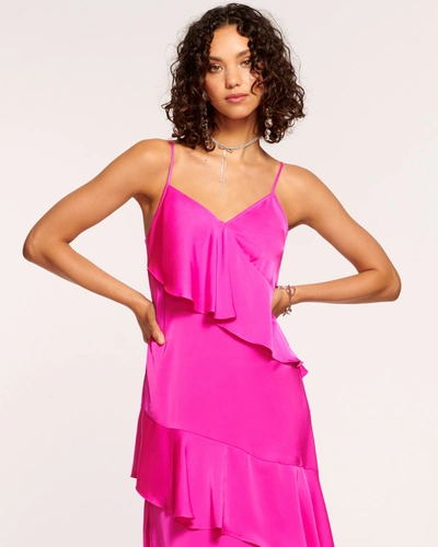 Shop Ramy Brook Elsie Ruffle Midi Dress In Electric Pink