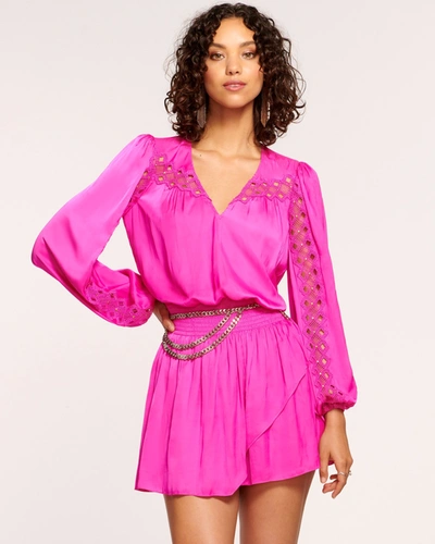 Shop Ramy Brook Lilly Smocked Mini Dress In Electric Pink