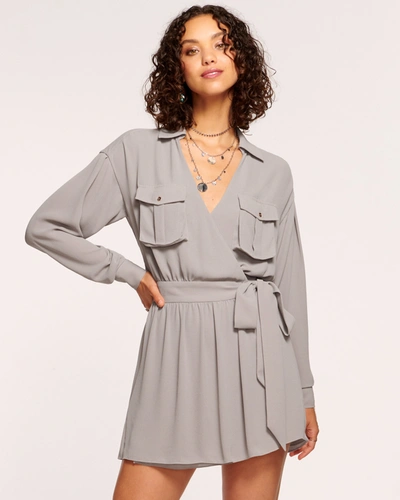 Shop Ramy Brook Summer Mini Wrap Dress In Grey