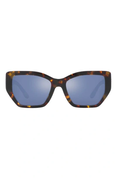 Shop Tory Burch 53mm Rectangular Sunglasses In Tortoise