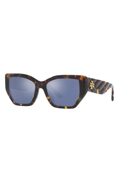 Shop Tory Burch 53mm Rectangular Sunglasses In Tortoise