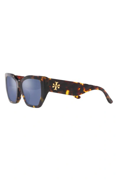 Shop Tory Burch 53mm Rectangular Sunglasses In Tortoise