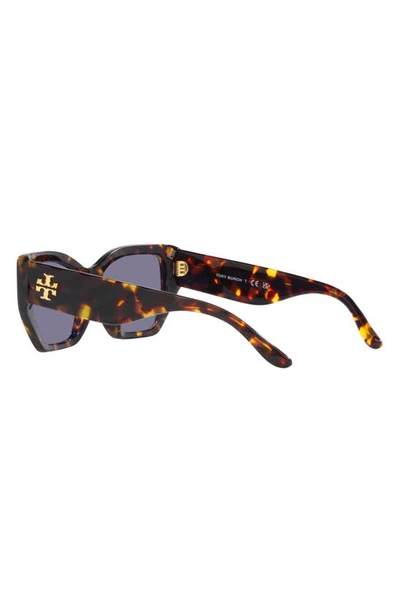 Shop Tory Burch 53mm Rectangular Sunglasses In Tortoise