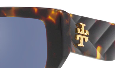 Shop Tory Burch 53mm Rectangular Sunglasses In Tortoise