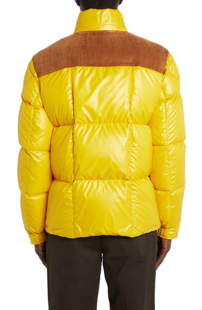 Shop Moncler Ain Mixed Media 750 Fill Power Down Jacket In Yellow