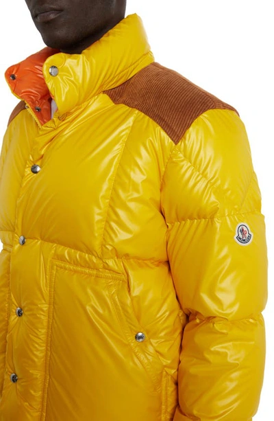 Shop Moncler Ain Mixed Media 750 Fill Power Down Jacket In Yellow