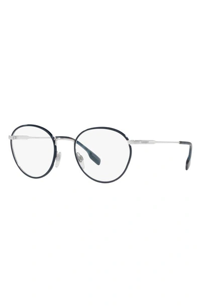 Shop Burberry Hugo 51mm Round Optical Glasses In Gunmetal