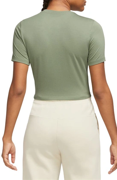 Shop Nike Sportswear Essential Slim Crop Top In Oil Green/ Black