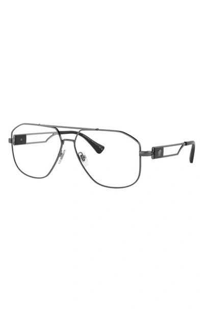 Shop Versace 59mm Pilot Optical Glasses In Gunmetal