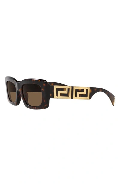Shop Versace 54mm Rectangular Sunglasses In Havana