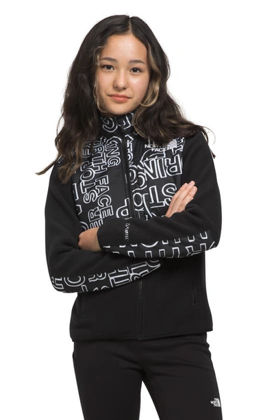 Shop The North Face Kids' Denali Water Resistant Fleece Jacket In Tnf Black Tnf Marker Logo