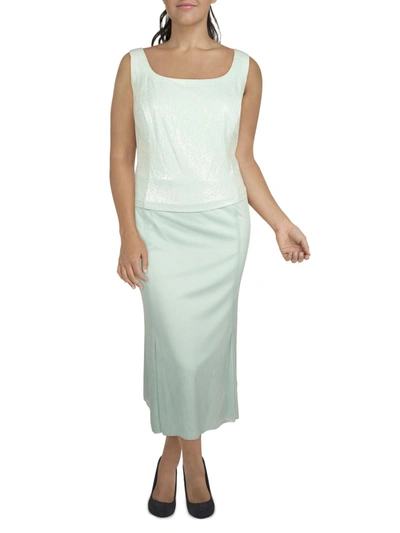 Shop Alex Evenings Plus Womens Knit Sleeveless Cocktail And Party Dress In Green