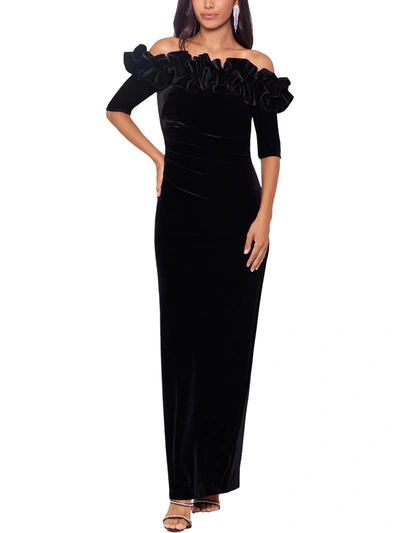 Shop Xscape Womens Velvet Long Evening Dress In Black