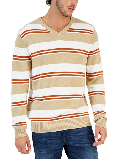 Shop Club Room Mens Cotton V-neck Pullover Sweater In Multi