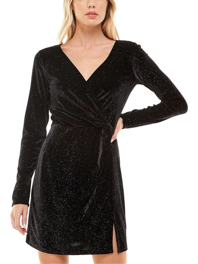Shop Trixxi Juniors Womens Glitter Mini Bodycon Dress In Black