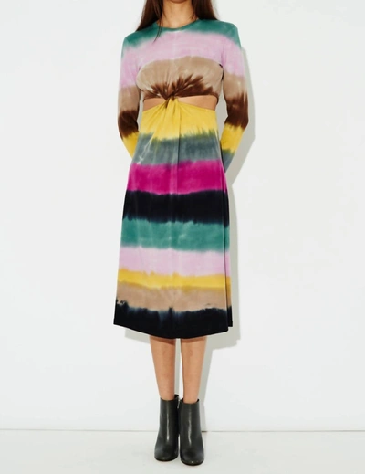 Shop Raquel Allegra Nadia Twisted Cut Out Dress In Bright Tye Dye In Multi