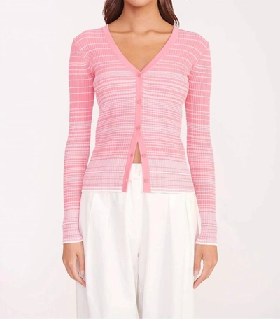 Shop Staud Cargo Sweater In Coral Pink/white In Multi