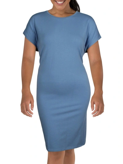 Shop Eileen Fisher Plus Womens Crewneck Knee Length T-shirt Dress In Blue