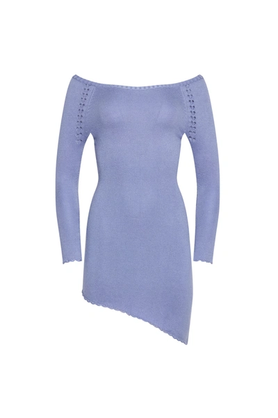 Shop Danielle Guizio Ny Heart Pointelle Asym Dress In Storm Blue