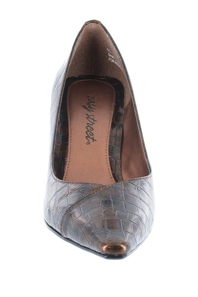 Easy Street Chiffon Pointed Toe Pump In Bronze Patent Croco