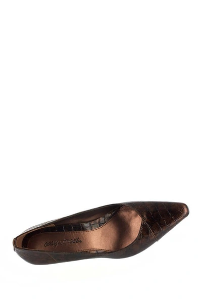 Easy Street Chiffon Pointed Toe Pump In Bronze Patent Croco