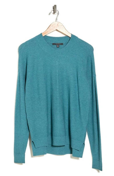 Shop Cyrus High-low Crewneck Sweater In Teal Heather