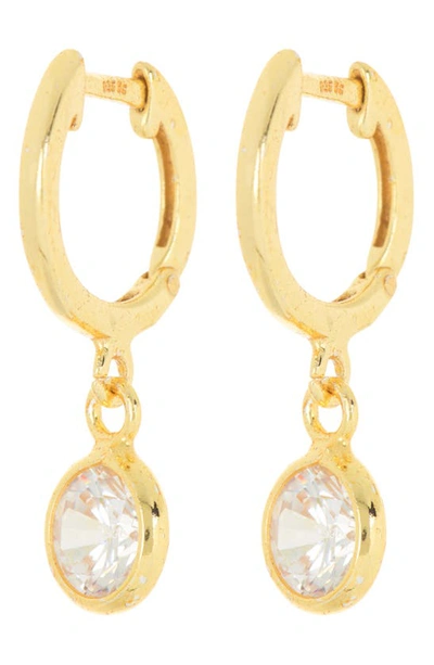 Shop Savvy Cie Jewels 18k Gold Plated Sterling Silver Cubic Zirconia Drop Huggie Hoop Earrings