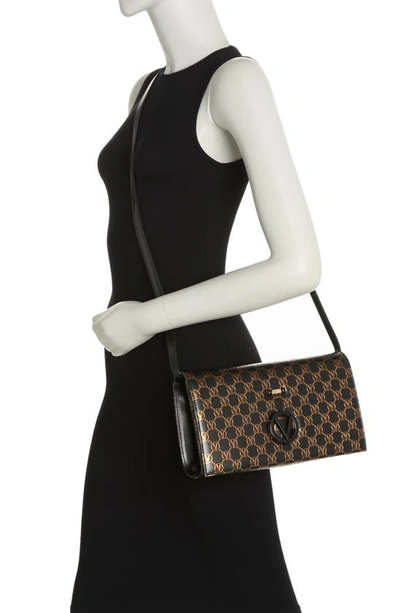 Shop Valentino By Mario Valentino Lena Monogram Leather Shoulder Bag In Black