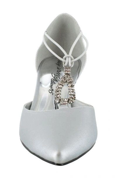 Easy Street Moonlight Embellished T-strap Pump In Silver Satin