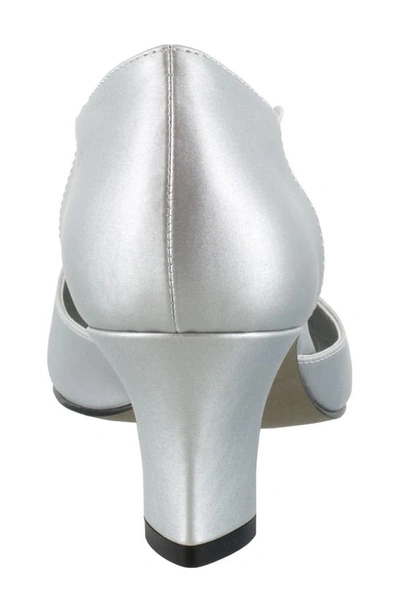 Easy Street Moonlight Embellished T-strap Pump In Silver Satin