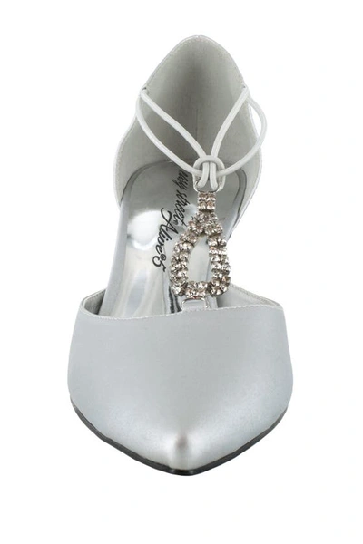 Easy Street Moonlight Embellished T-strap Pump In Silver Satin