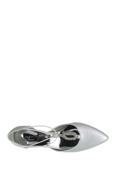 Easy Street Moonlight Embellished T-strap Pump In Silver Satin