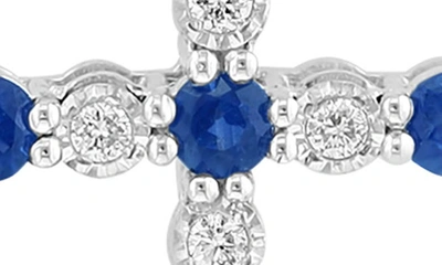 Shop Effy Sterling Silver Sapphire & Diamond Cross Pendant Necklace In Blue