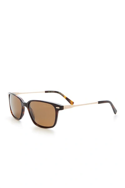 Shop Ted Baker 52mm Square Polarized Plastic Frame Sunglasses In Tortoise