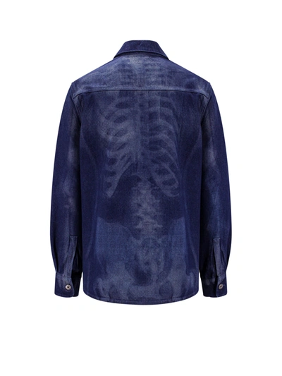 Shop Off-white Denim Over Shirt With Body Scan Print