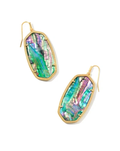 Shop Kendra Scott Danielle Gold Statement Earrings In Lilac Abalone In Multi