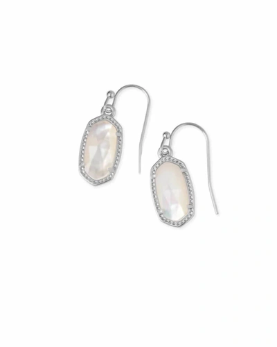 Shop Kendra Scott Lee Silver Drop Earrings In Ivory Mother-of-pearl In Multi