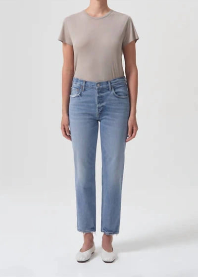 Shop Agolde Kye Mid Rise Straight Jeans In Foreseen In Multi