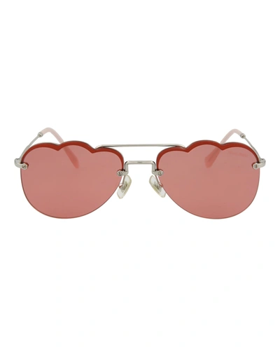 Shop Miu Miu Aviator-style Metal Sunglasses In Multi