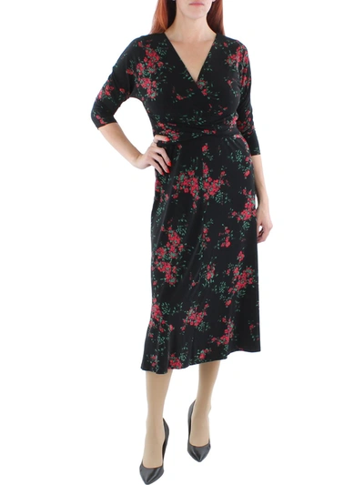 Shop Lauren Ralph Lauren Womens Pullover V-neck Midi Dress In Black