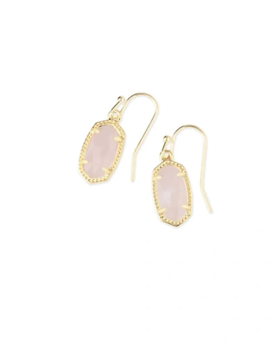 Shop Kendra Scott Lee Gold Drop Earrings In Rose Quartz In Pink