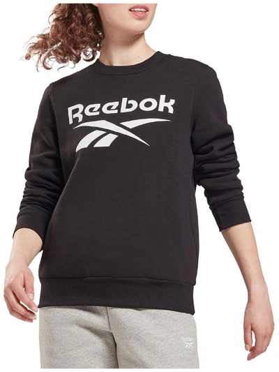 Shop Reebok Identity Fleece Womens Logo Comfy Crewneck Sweater In Black