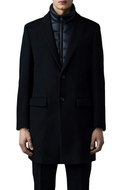 Shop Mackage Skai-z Wool Blend Coat With Removable Down Bib In Black